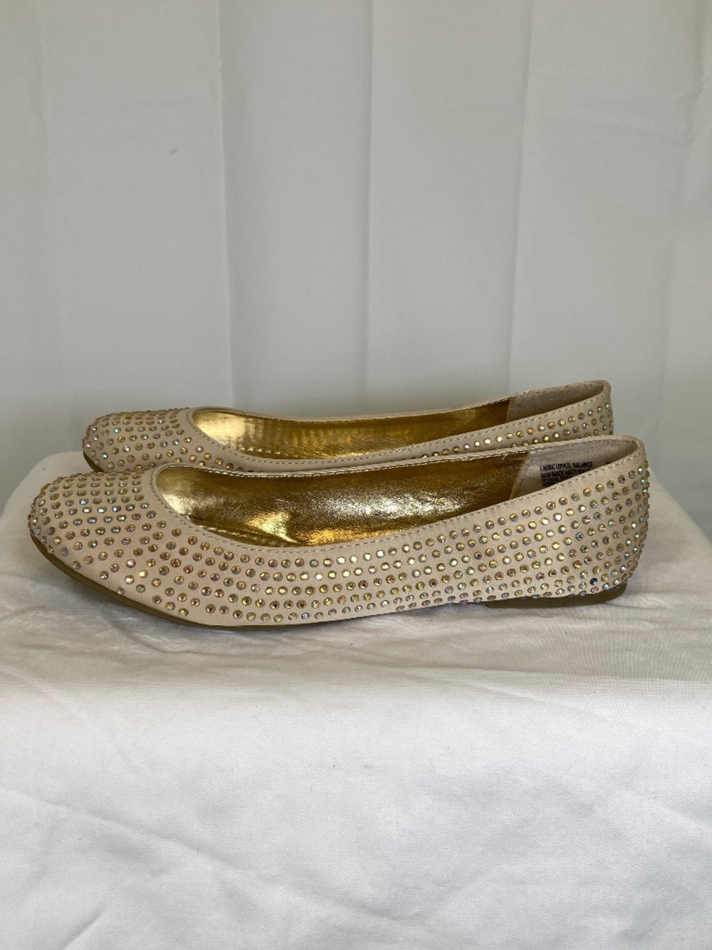 Brash Shoes Flats Sz 7 Gemini Champagne New in Box Crystal Accents Payless Shoe